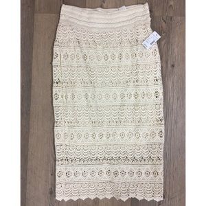 NWT Maurice’s XS Cream Crochet Lace Pencil Skirt
